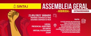 SINTAJ convoca filiados para participarem de assembleia geral no próximo sábado (21)
