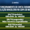 Horário de funcionamento do SINTAJ durante os jogos da Seleção Brasileira na Copa do Mundo