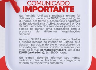 COMUNICADO IMPORTANTE: CONVOCAÇÃO ATO DIA 16/05