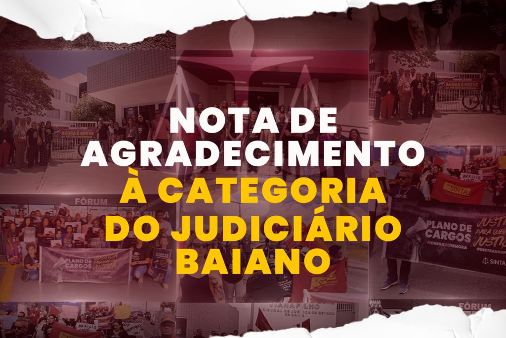 NOTA DE AGRADECIMENTO À CATEGORIA DO JUDICIÁRIO BAIANO